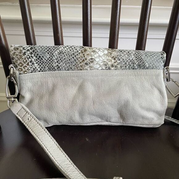 Liebeskind Berlin Nyala Goat Leather Colored Snake Crossbody Purse Bag Grey - Picture 5 of 13